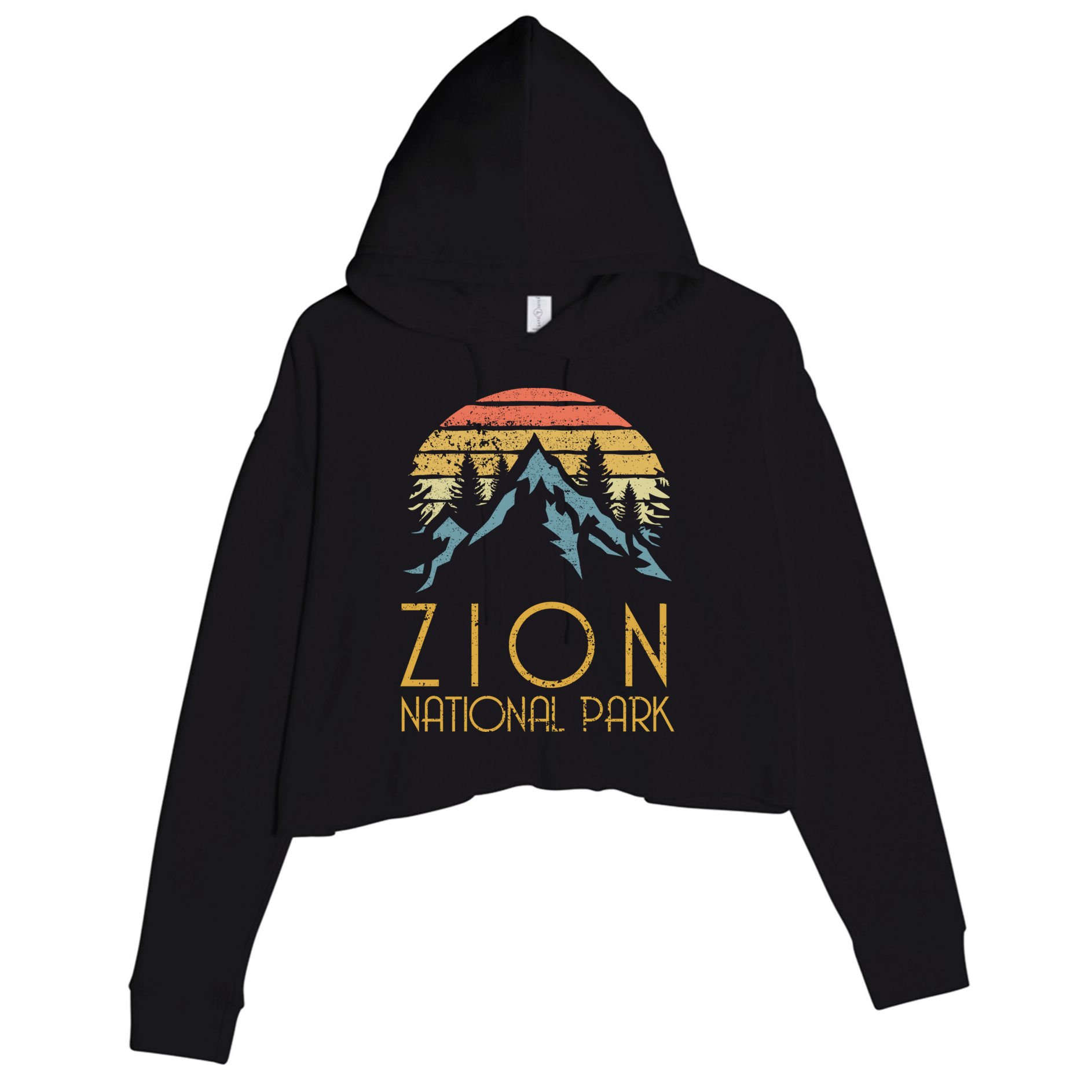 Vintage Retro Zion National Park Utah Funny Gift Crop Fleece Hoodie