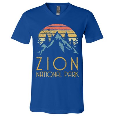 Vintage Retro Zion National Park Utah Funny Gift V-Neck T-Shirt