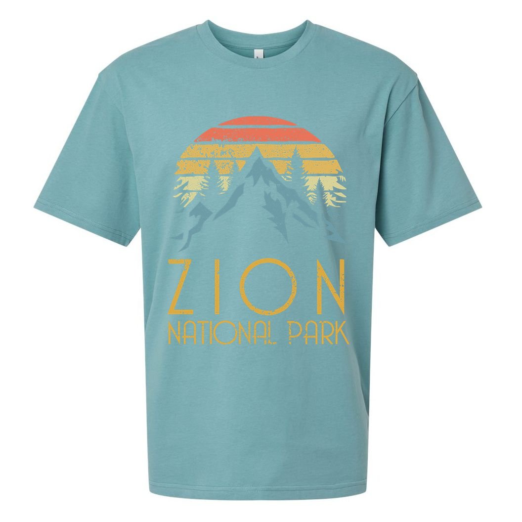 Vintage Retro Zion National Park Utah Funny Gift Sueded Cloud Jersey T-Shirt