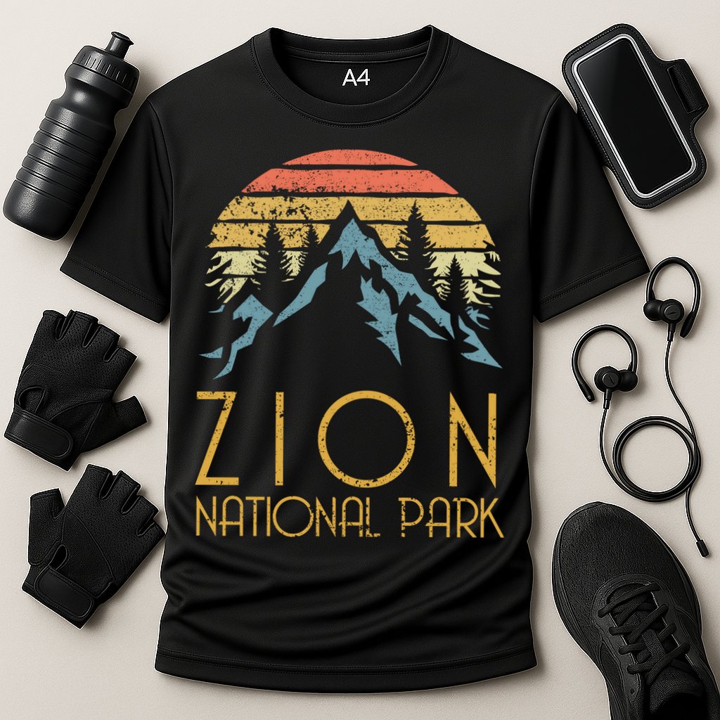 Vintage Retro Zion National Park Utah Sweagift Cooling Performance Crew T-Shirt