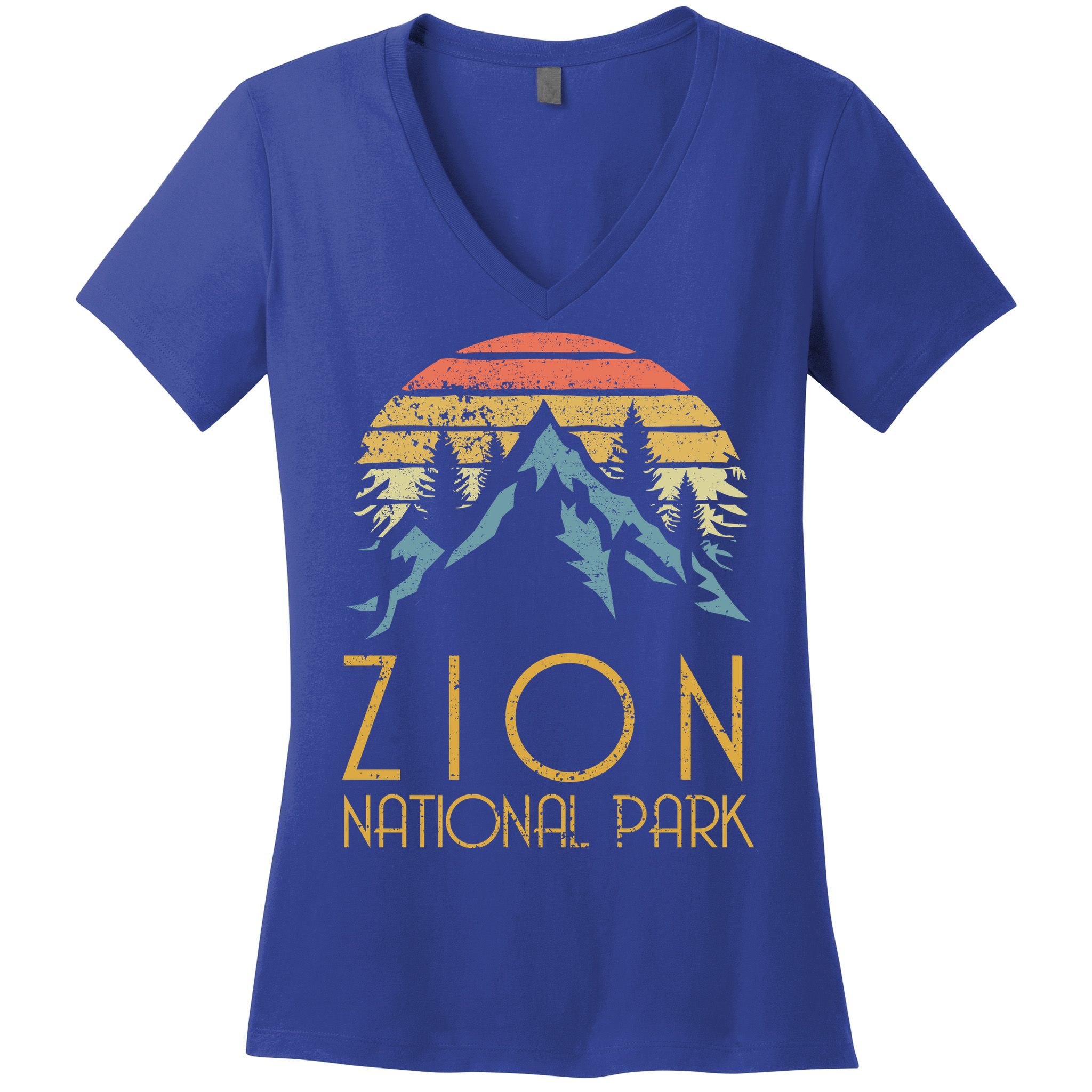 Vintage Retro Zion National Park Utah Sweagift Women's V-Neck T-Shirt