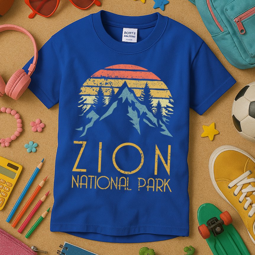Vintage Retro Zion National Park Utah Sweagift Kids T-Shirt