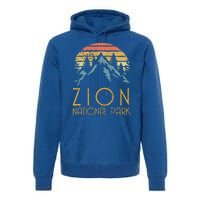 Vintage Retro Zion National Park Utah Gift Premium Hoodie