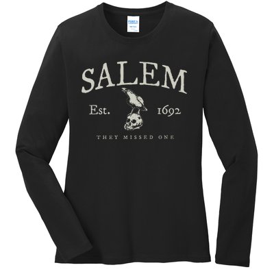 Vintage Salem 1692 They Missed One Witch Halloween Ladies Long Sleeve Shirt