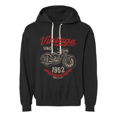 Vintage Since 1962 Birthday Gift Motorcycle Bike Garment-Dyed Fleece Hoodie