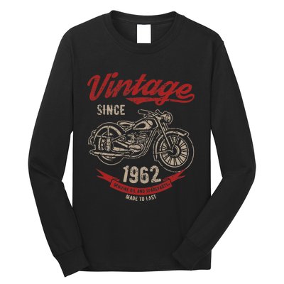 Vintage Since 1962 Birthday Gift Motorcycle Bike Long Sleeve Shirt