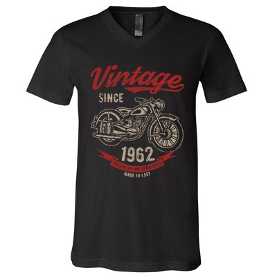 Vintage Since 1962 Birthday Gift Motorcycle Bike V-Neck T-Shirt