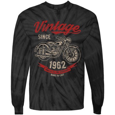 Vintage Since 1962 Birthday Gift Motorcycle Bike Tie-Dye Long Sleeve Shirt