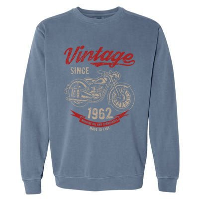 Vintage Since 1962 Birthday Gift Motorcycle Bike Garment-Dyed Sweatshirt