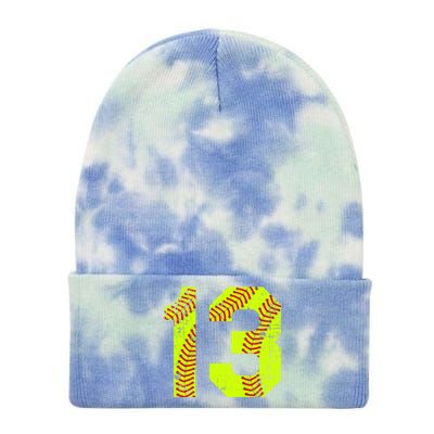 Vintage Softball 13 Jersey Number Gift Tie Dye 12in Knit Beanie