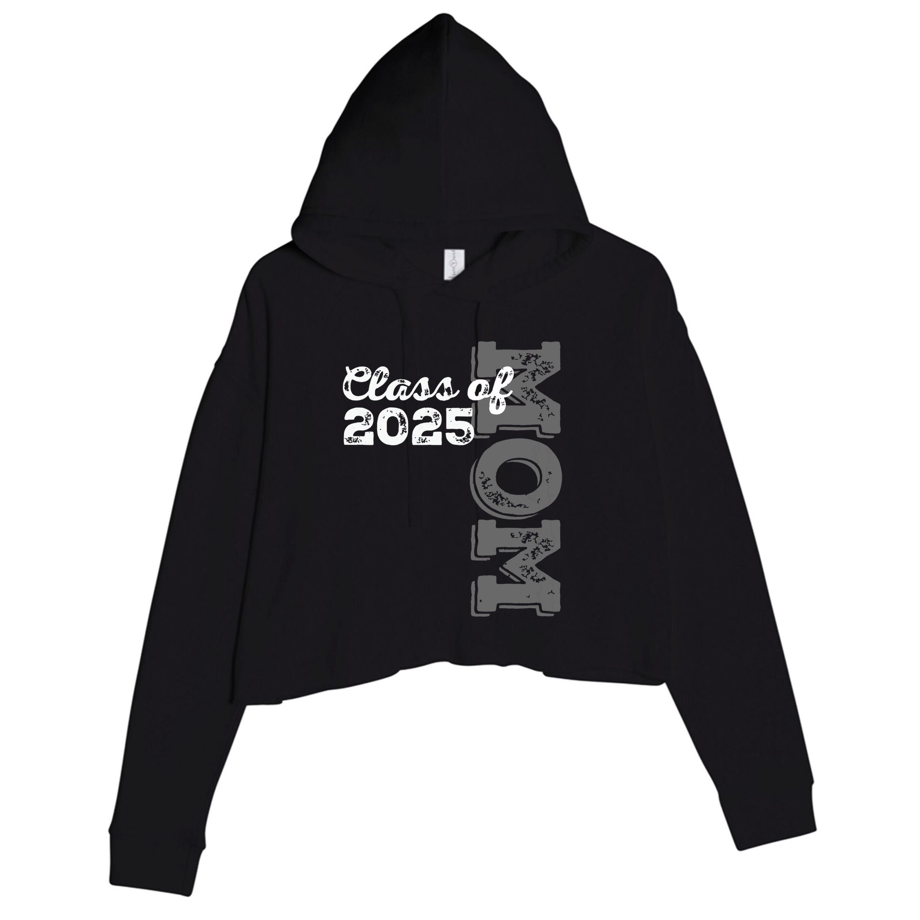 Vintage Senior 2025 Class Graduate Proud Mom Class Of 2025 Crop Fleece Hoodie