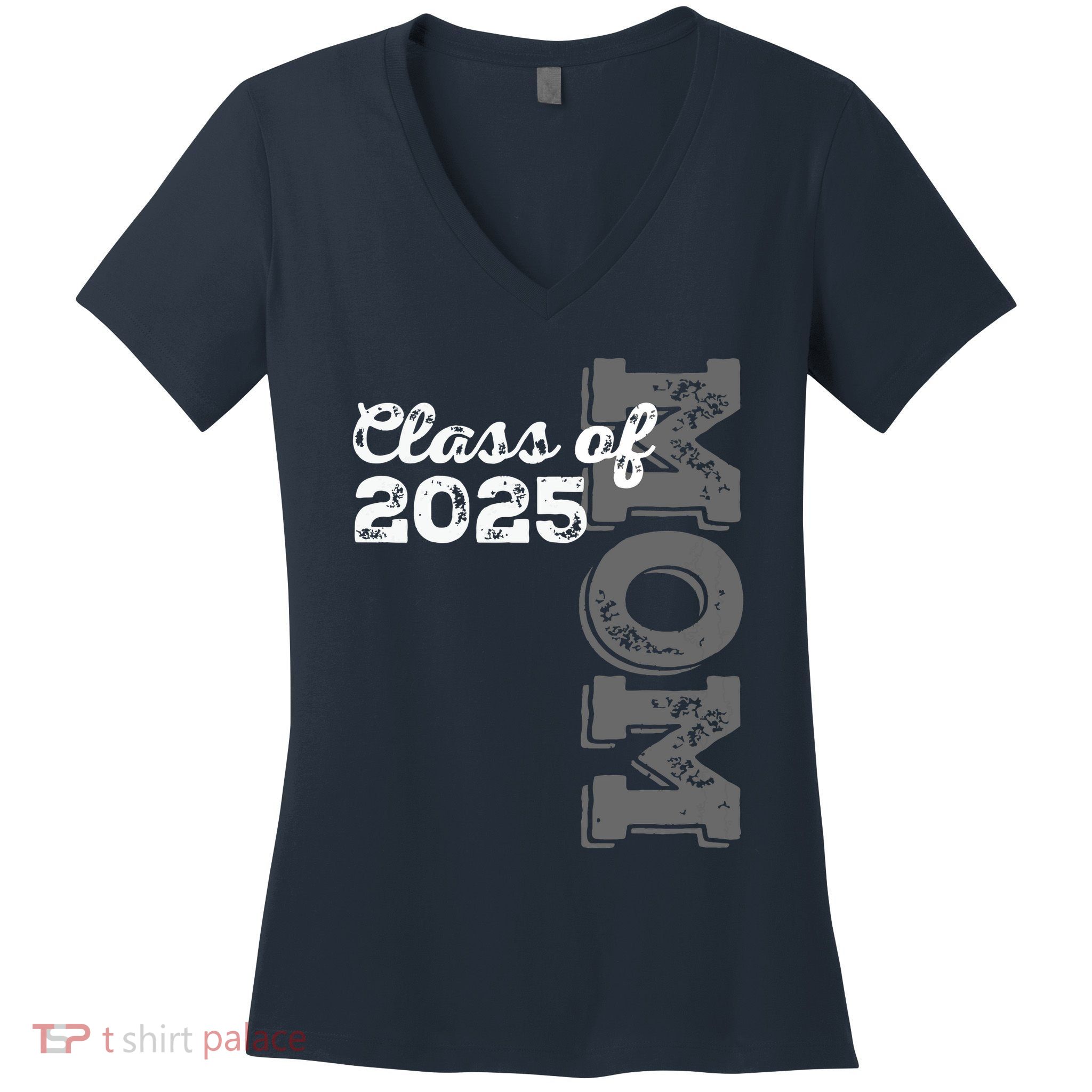 Vintage Senior 2025 Class Graduate Proud Mom Class Of 2025 Women's V-Neck T-Shirt