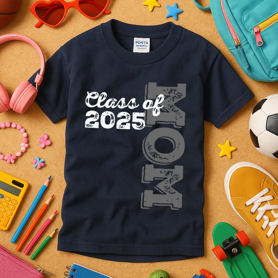Vintage Senior 2025 Class Graduate Proud Mom Class Of 2025 Kids T-Shirt