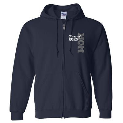 Vintage Senior 2025 Class Graduate Proud Mom Class Of 2025 Full Zip Hoodie