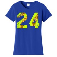 Vintage Softball 24 Jersey Number Gift Women's T-Shirt