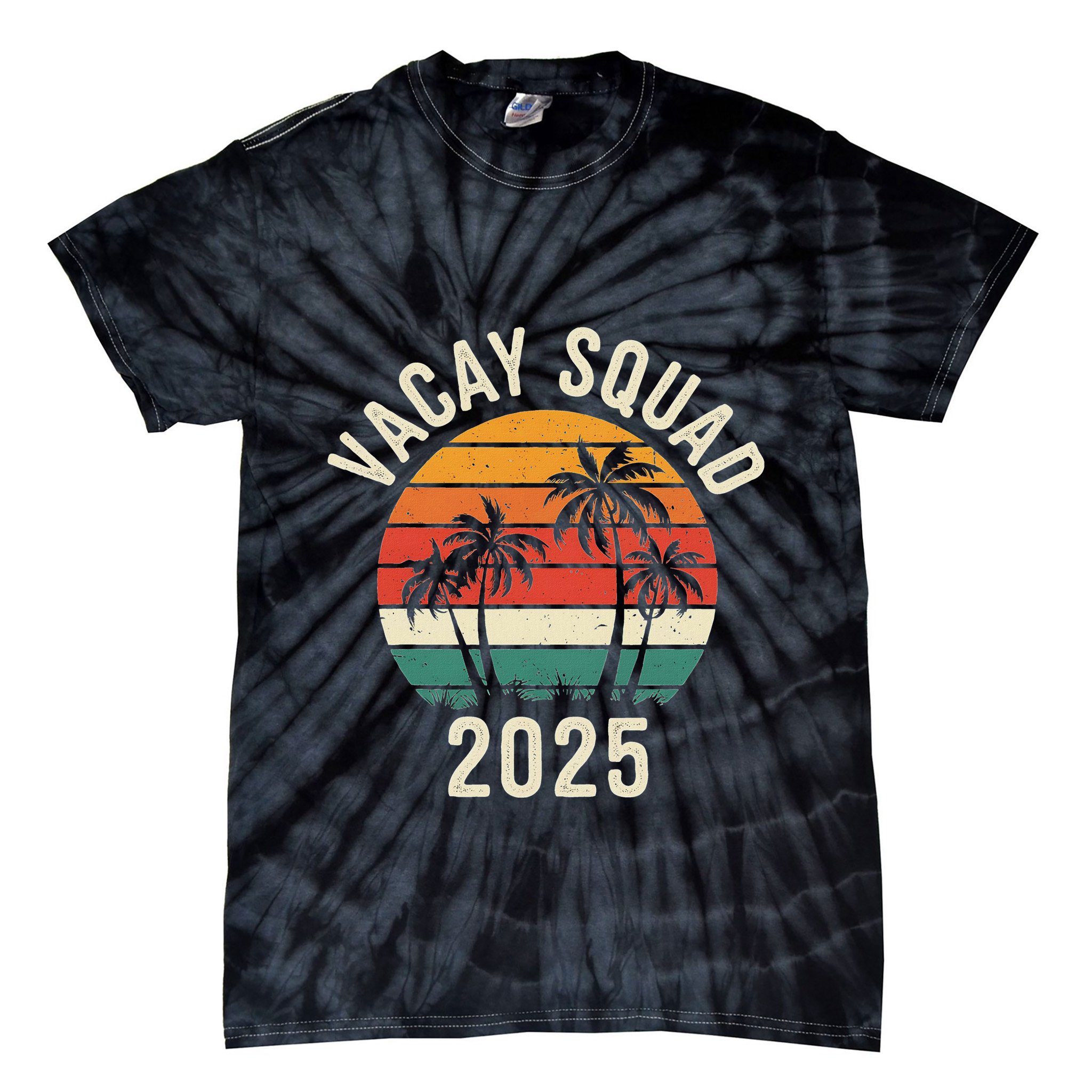 Vacay Squad 2025 Summer Vacation Family Friends Trip Palm Tie-Dye T-Shirt