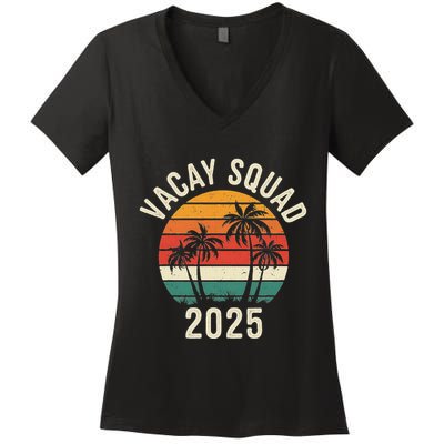 Vacay Squad 2025 Summer Vacation Family Friends Trip Palm Women's V-Neck T-Shirt