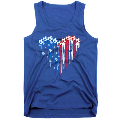 Vintage Soccer 4th Of July Usa American Heart Flag Gift Tank Top