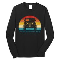 Vintage Sunset 4x4 Car Off Road Wave Big Cars Driving Long Sleeve Shirt