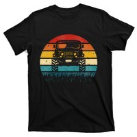 Vintage Sunset 4x4 Car Off Road Wave Big Cars Driving T-Shirt