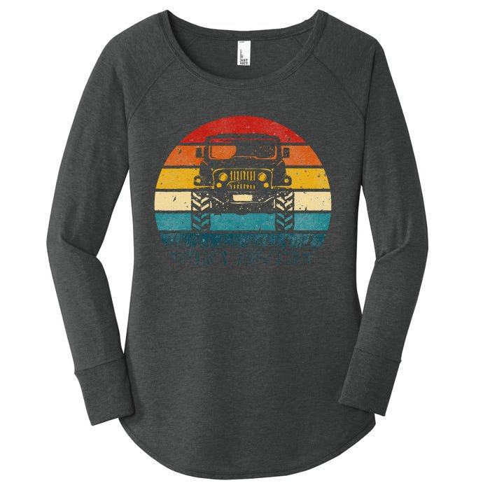 Vintage Sunset 4x4 Car Off Road Wave Big Cars Driving Women's Perfect Tri Tunic Long Sleeve Shirt