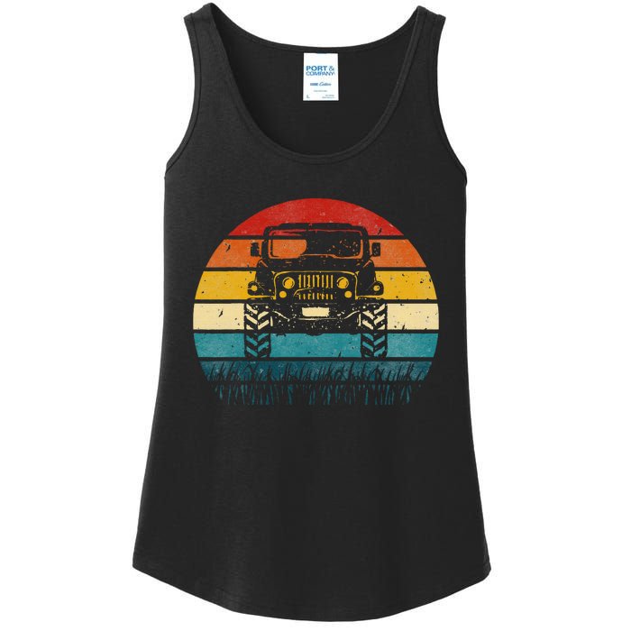 Vintage Sunset 4x4 Car Off Road Wave Big Cars Driving Ladies Essential Tank