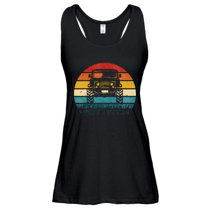 Vintage Sunset 4x4 Car Off Road Wave Big Cars Driving Ladies Essential Flowy Tank