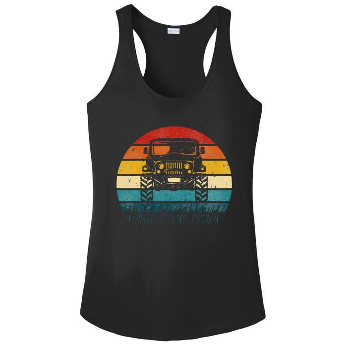 Vintage Sunset 4x4 Car Off Road Wave Big Cars Driving Ladies PosiCharge Competitor Racerback Tank