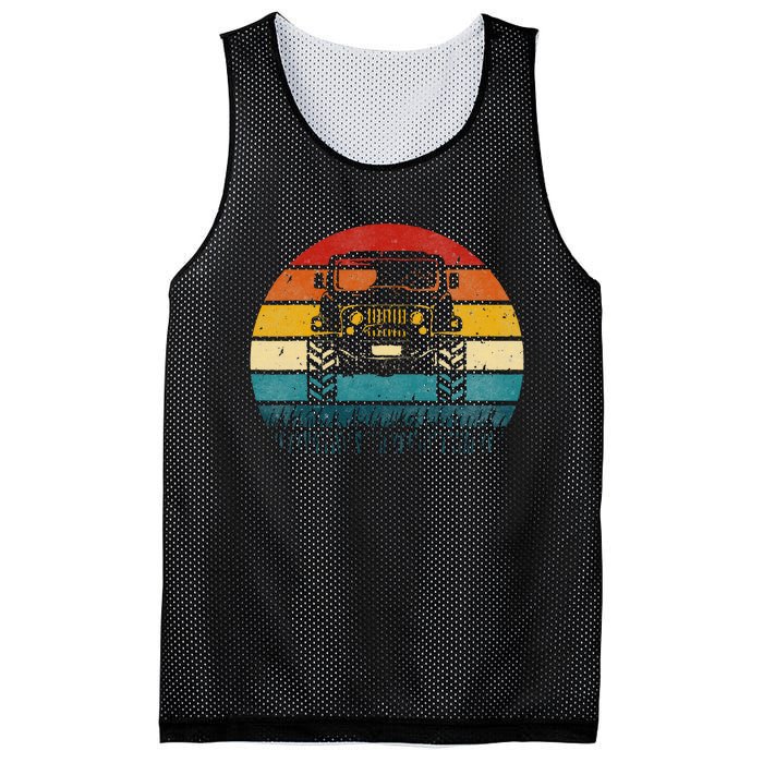 Vintage Sunset 4x4 Car Off Road Wave Big Cars Driving Mesh Reversible Basketball Jersey Tank