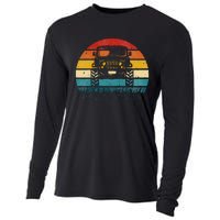 Vintage Sunset 4x4 Car Off Road Wave Big Cars Driving Cooling Performance Long Sleeve Crew