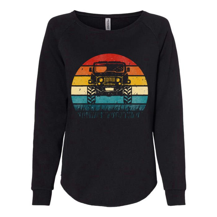 Vintage Sunset 4x4 Car Off Road Wave Big Cars Driving Womens California Wash Sweatshirt