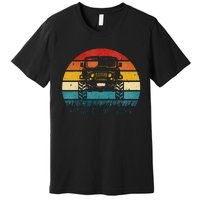 Vintage Sunset 4x4 Car Off Road Wave Big Cars Driving Premium T-Shirt