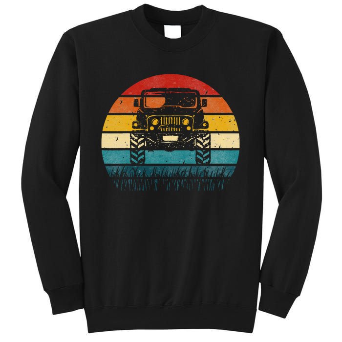 Vintage Sunset 4x4 Car Off Road Wave Big Cars Driving Tall Sweatshirt