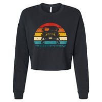 Vintage Sunset 4x4 Car Off Road Wave Big Cars Driving Cropped Pullover Crew