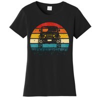 Vintage Sunset 4x4 Car Off Road Wave Big Cars Driving Women's T-Shirt