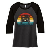 Vintage Sunset 4x4 Car Off Road Wave Big Cars Driving Women's Tri-Blend 3/4-Sleeve Raglan Shirt