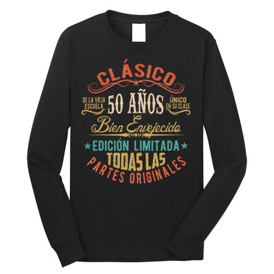 Vintage Style 50th Birthday With Phrase In Spanish Long Sleeve Shirt