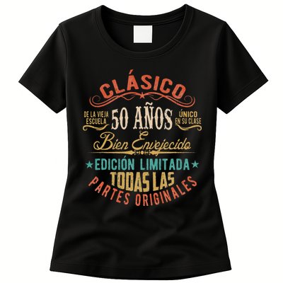 Vintage Style 50th Birthday With Phrase In Spanish Womens T-Shirt