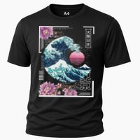 Vaporwave Synthwave 80's Japan Japanese Great Wave Tokyo 80s Cooling Performance Crew T-Shirt