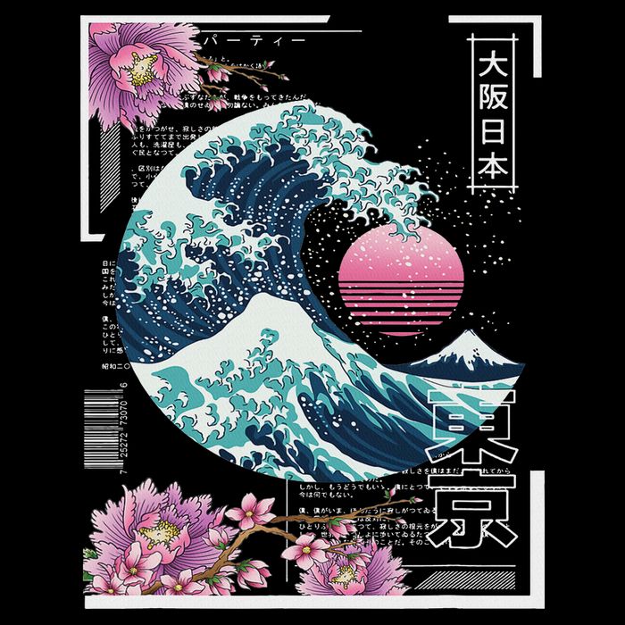Vaporwave Synthwave 80's Japan Japanese Great Wave Tokyo 80s Cooling Performance Crew T-Shirt
