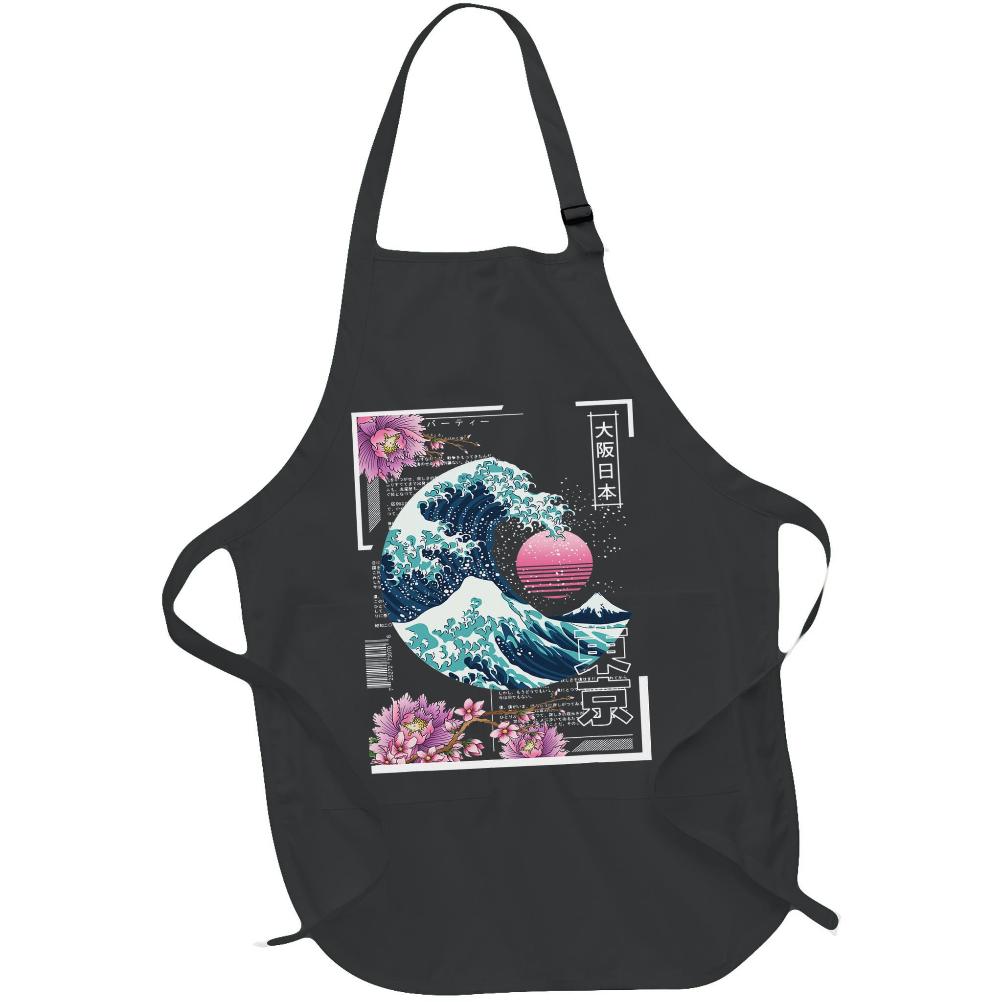 Vaporwave Synthwave 80's Japan Japanese Great Wave Tokyo 80s Apron