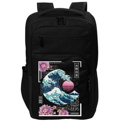 Vaporwave Synthwave 80's Japan Japanese Great Wave Tokyo 80s Impact Tech Backpack