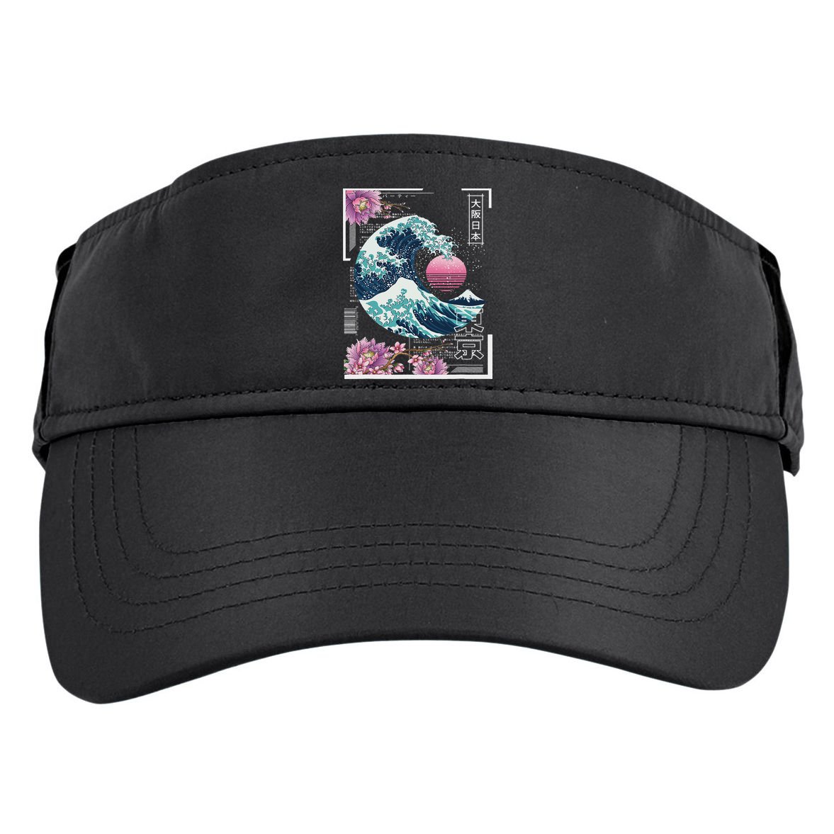 Vaporwave Synthwave 80's Japan Japanese Great Wave Tokyo 80s Adult Drive Performance Visor