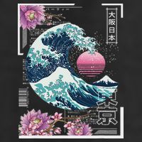 Vaporwave Synthwave 80's Japan Japanese Great Wave Tokyo 80s Adult Drive Performance Visor