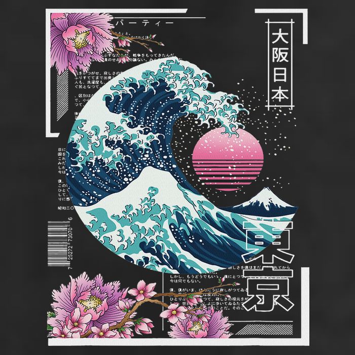 Vaporwave Synthwave 80's Japan Japanese Great Wave Tokyo 80s Adult Drive Performance Visor