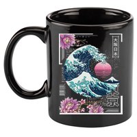 Vaporwave Synthwave 80's Japan Japanese Great Wave Tokyo 80s 11oz C Handle Ceramic Mug