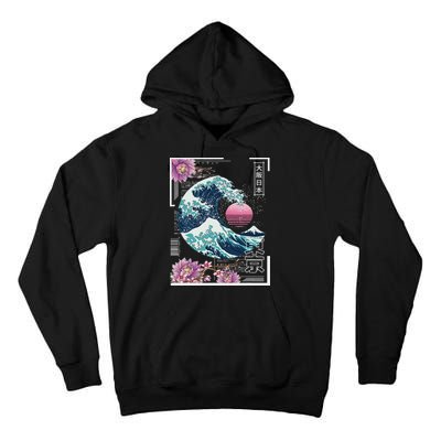Vaporwave Synthwave 80's Japan Japanese Great Wave Tokyo 80s Tall Hoodie