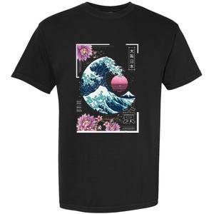 Vaporwave Synthwave 80's Japan Japanese Great Wave Tokyo 80s Garment-Dyed Heavyweight T-Shirt