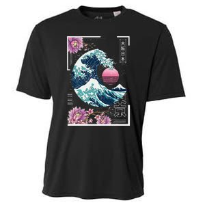 Vaporwave Synthwave 80's Japan Japanese Great Wave Tokyo 80s Cooling Performance Crew T-Shirt