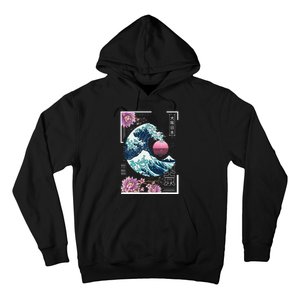 Vaporwave Synthwave 80's Japan Japanese Great Wave Tokyo 80s Hoodie